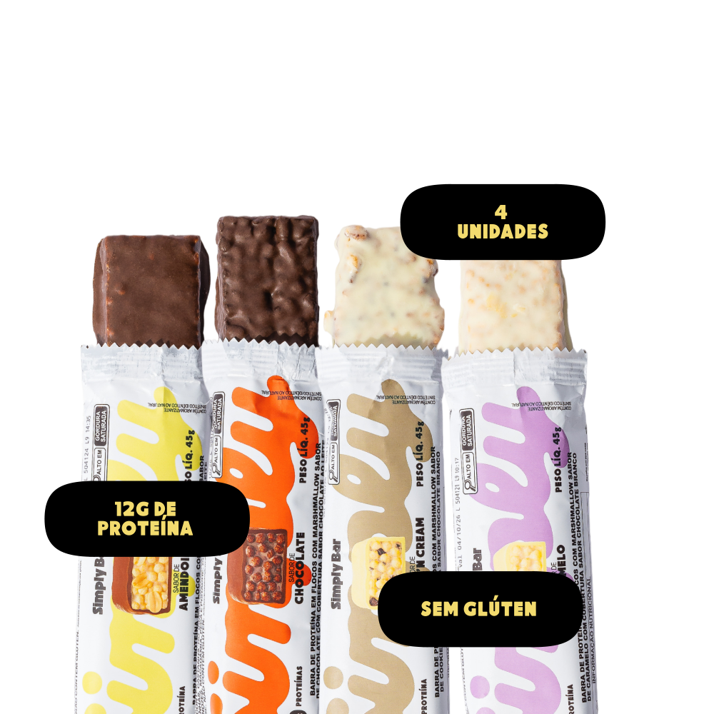KIT 4 UNIDADES - SIMPLY BAR DEGUSTAÇÃO (12G PROTEÍNA)